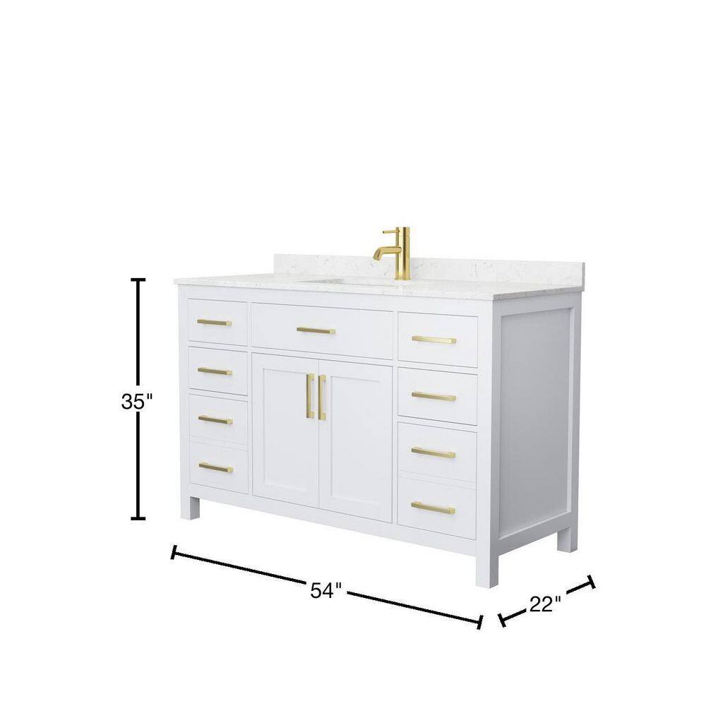 Beckett 54" White and Gold Freestanding Single Bathroom Vanity