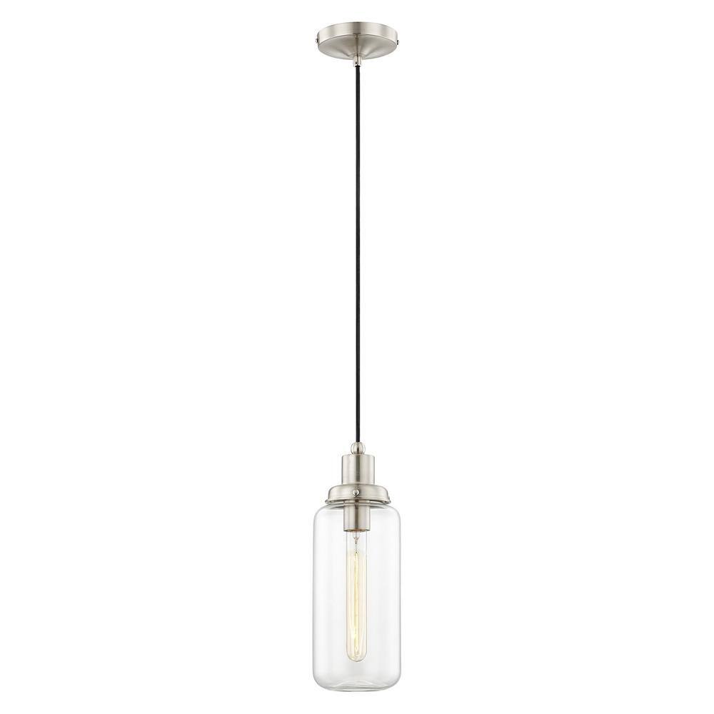 Elegant Brushed Nickel Mini Pendant with Hand-Blown Clear Glass
