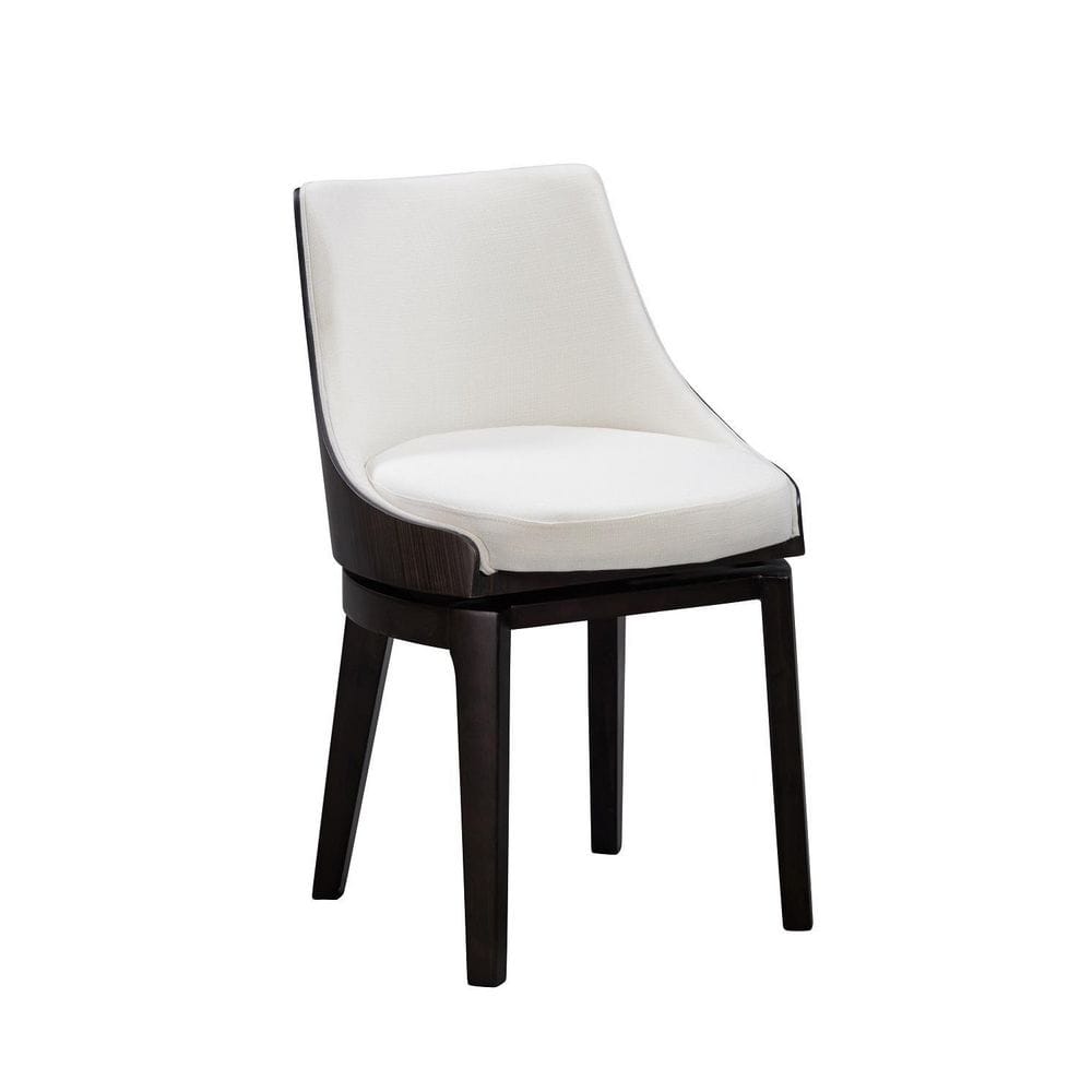 Orleans Matte Black Swivel Low Back Dining Chair Set with Zebrano Wood