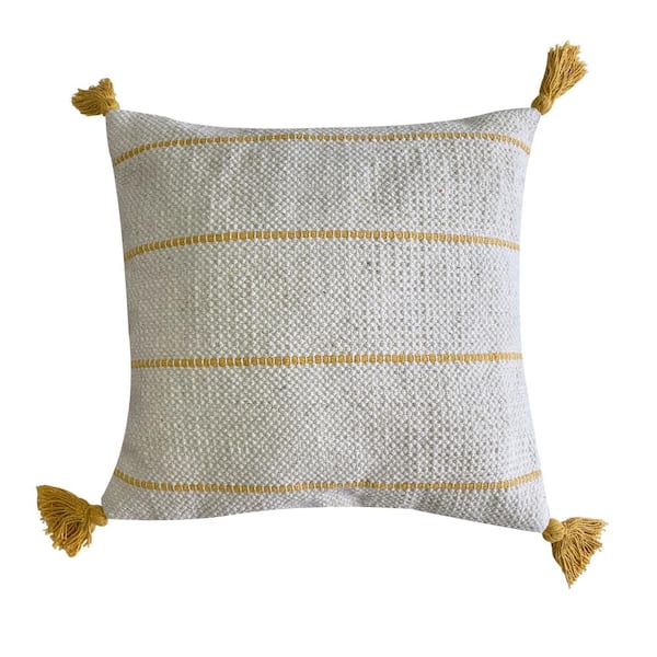 Harper Lane Mara Cotton Decorative Throw Pillow 18 x 18 in. Beige