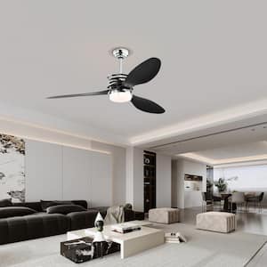 52 in. Indoor Chrome ABS Blades Ceiling Fan with Lights and Remote (5 Speeds Adjustable), DC Motor Modern Ceiling Fan