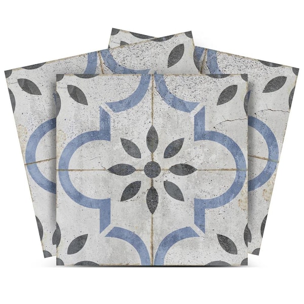 MI ALMA Black, Steel Blue and Light Gray R62 7 in. x 7 in. Vinyl Peel and Stick Tile (24-Tiles, 8.17 sq. ft. Pack)