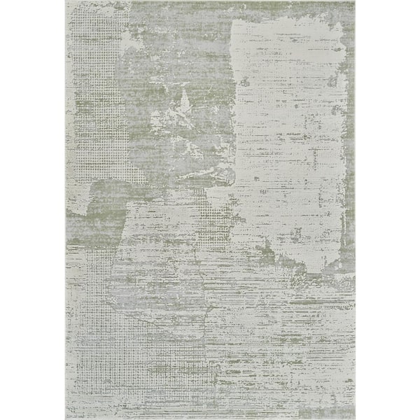 Nomad Green Beige 4 ft. x 6 ft. Modern Abstract Indoor Area Rug
