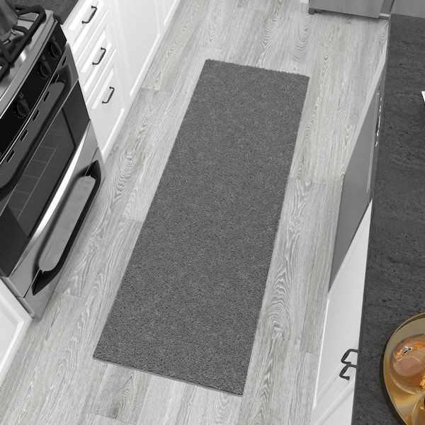 Shaggy Collection Non-Slip Rubberback Solid Soft Gray 1 ft. 8 in. x 4 ft. 11 in. Indoor Runner Rug