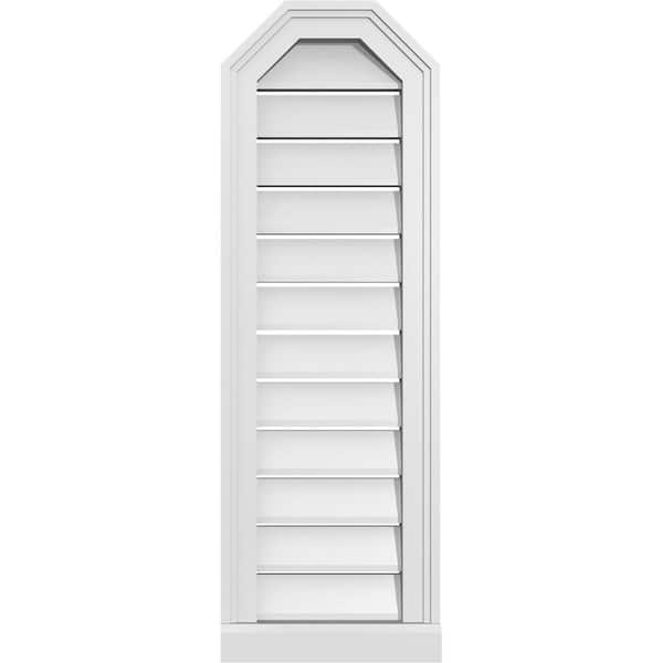 Ekena Millwork 12" x 36" Octagonal Top Surface Mount PVC Gable Vent: Functional with Brickmould Sill Frame