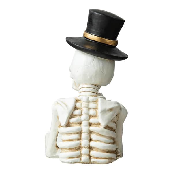 Glitzhome 10.25 in. H Halloween Lighted Resin Skull Reading