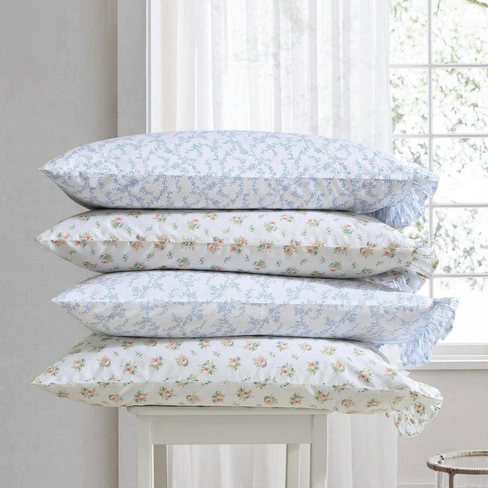 Roseford Orange Floral Cotton Polyester Standard Pillowcase Set