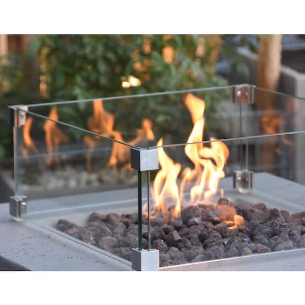 35 x 16 in. Glass Wind Screen, Fits Carlisle 52 x 32 in. Fire Pit Table