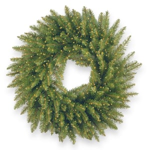 24 in. Artificial Battery Operated Kingswood Fir Wreath with Infinity Lights
