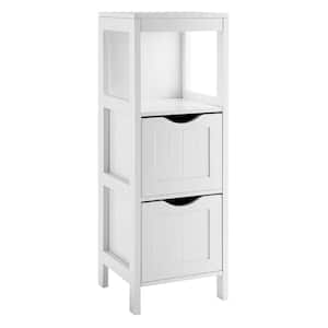 12 in. W x 12 in. D x 35 in. H White Freestanding Linen Cabinet Bathroom Side Storage Organizer w/2 Removable Drawers