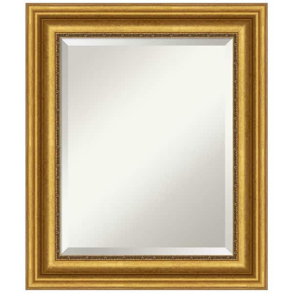 Amanti Art Medium Rectangle Antique Gold Metallic Beveled Glass Modern Mirror (25.75 in. H x 21.75 in. W)