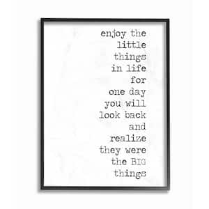 11 in. x 14 in. "Enjoy Family Home Inspirational Word Black And White" by Anna Quach Framed Wall Art