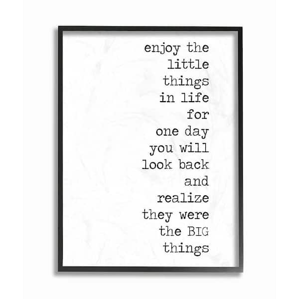 Stupell Industries 11 in. x 14 in. "Enjoy Family Home Inspirational Word Black And White" by Anna Quach Framed Wall Art