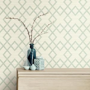 Vana Seafoam Woven Diamond Vinyl Strippable Wallpaper (Covers 60.8 sq. ft.)