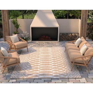 Isla Natural 8 ft. x 10 ft. Glam Distressed Indoor/Outdoor Area Rug