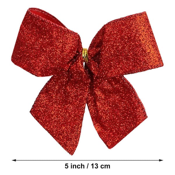 Glitter Snowman Christmas Tree Bow - 10 Wide, 18 Long Pre-Tied Bow, Burlap