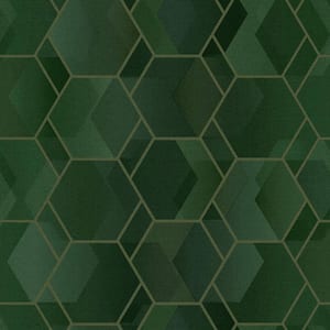 Green Double Roll Structured Hexagonal Easy to Remove Geometric Wallpaper