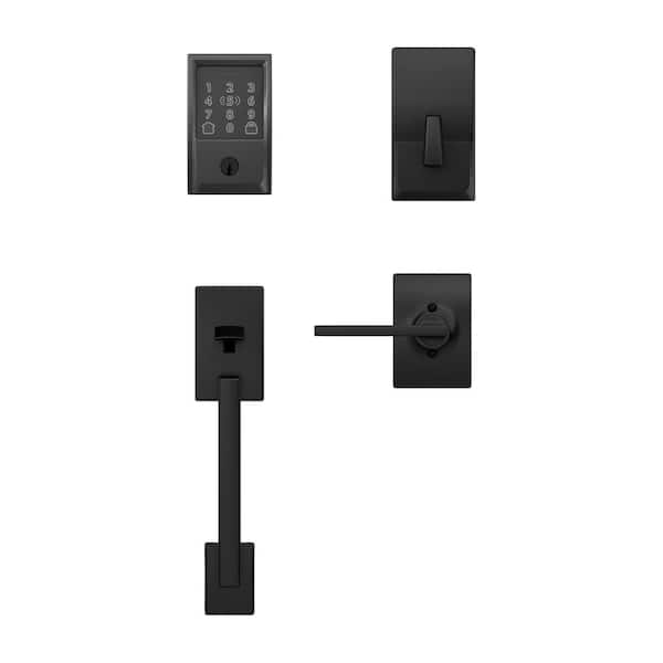 Schlage Century Matte Black Handleset Grade 1 1-3/4 in. Schlage Century Matte Black Handleset Grade 1 1-3/4 in.