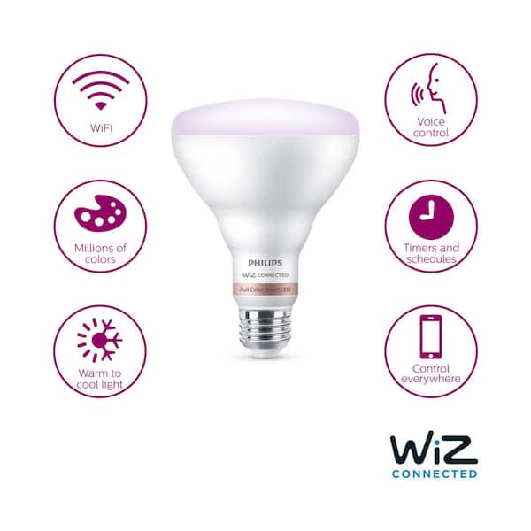 65-Watt Equivalent BR30 LED Smart Wi-Fi Color Changing Light Bulb Powered by WiZ with Bluetooth (1-Pack)