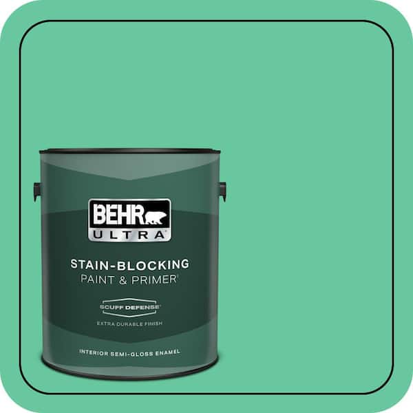 BEHR ULTRA 1 gal. #470B-4 Intense Jade Extra Durable Semi-Gloss Enamel Interior Paint & Primer