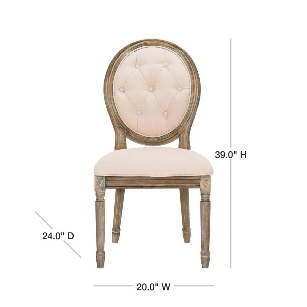 Beige Velvet Upholstered Tufted Side Chair Set with Medium Wood Frame