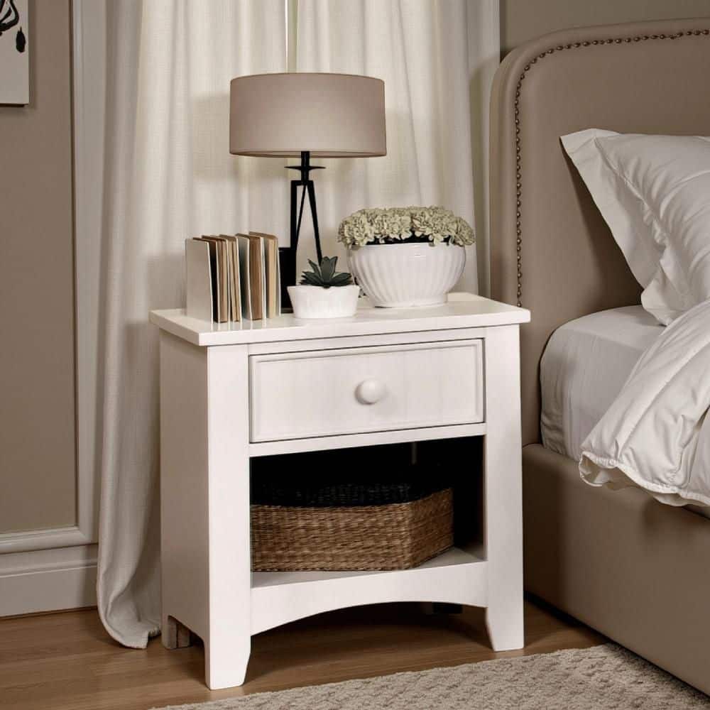 Omnus White 1- Drawer 19 in. Nightstand