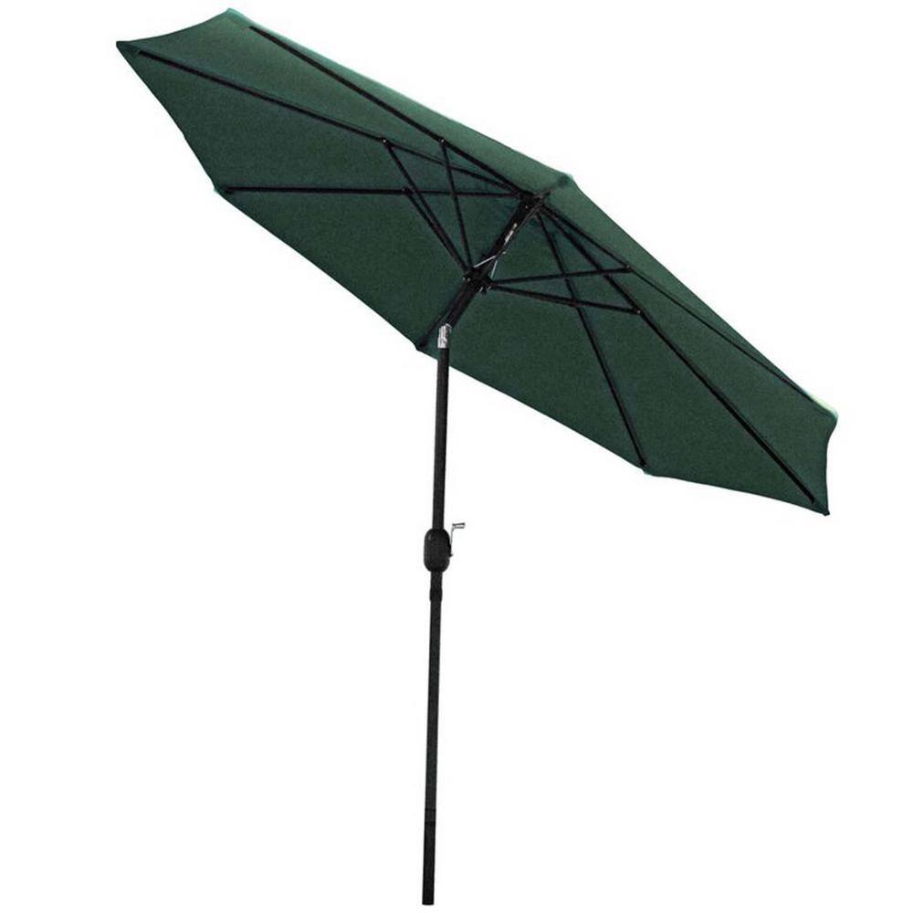 9 ft. Steel Outdoor Market Patio UV Resistant Umbrella, in Dark Green Color