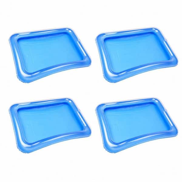 4-Pack 22.8 in. Blue Inflatable Serving Bar Cooler Tray for BBQ Picnic Buffet Indoor Outdoor Party Food Drink Serving