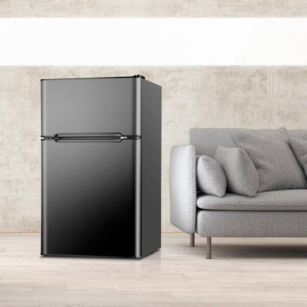 3.2 Cu. Ft 2-Door Compact Refrigerator Mini Fridge Freezer Cooler for Dorm  Office Apartment
