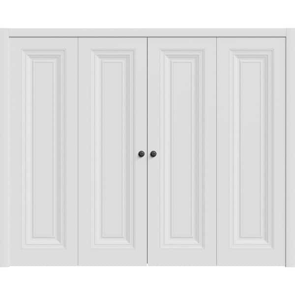 7111 96 in. x 80 in. Solid Core White Color Wood Bi-Fold Door with Hardware