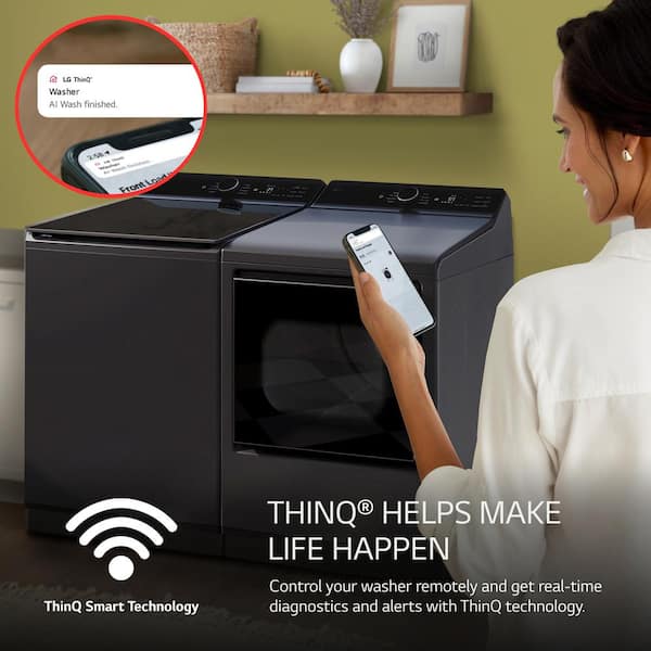 LG 5.3 cu. ft. SMART Top Load Washer in Matte Black with Agitator