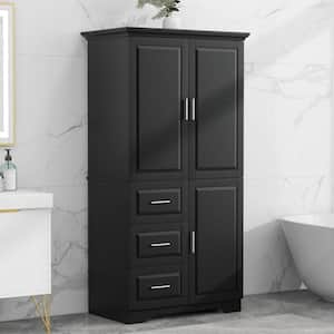 32.6 in. Black Freestanding Wood Kitchen Storage Pantry Cabinet with Drawer