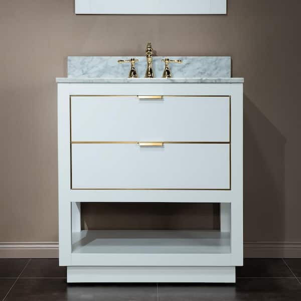 WOODBRIDGE Venice 31 in.W x 22 in.D x 38 in.H Bath Vanity in White with Marble Vanity Top in White with White Sink