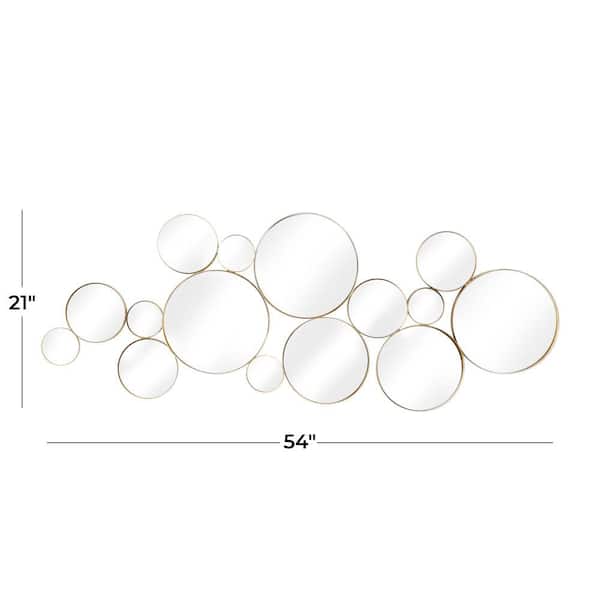 21 in. x 54 in. Bubble Cluster Round Framed Gold Wall Mirror