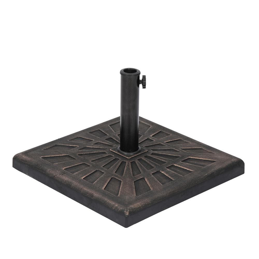 Bronze Square Resin Outdoor Umbrella Base with Textured Finish