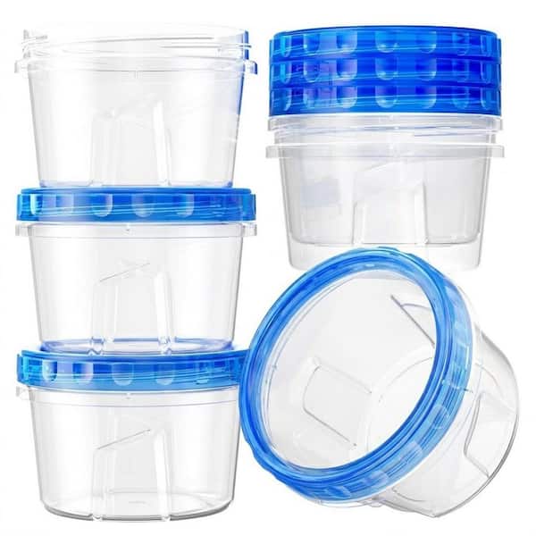 6-Pack 17oz. BPA-Free Leakproof Twist Lid Plastic Food Storage Containers Set Microwave Dishwasher Freezer Safe