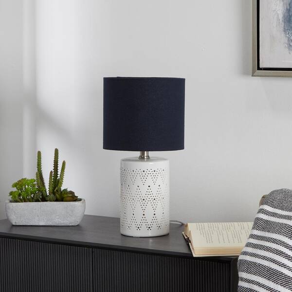 Decor Therapy Sarah 15 5 In White, White Table Lamp With Black Shade