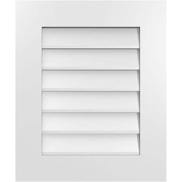 Ekena Millwork 20 in. x 24 in. Vertical Surface Mount PVC Gable Vent: Decorative with Standard Frame