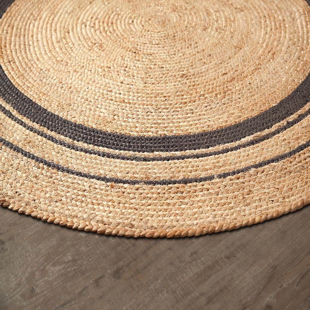 Mist Tan Gold Hand Braided Round Wool Rug - 48"