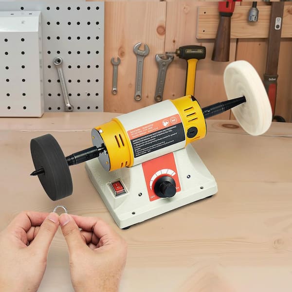 SKYSHALO Bench Buffer Polisher, 1/2HP, 0-8000RPM, with 4 in