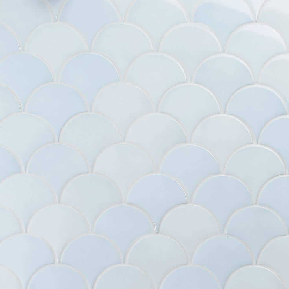 Sky Blue 2.44" x 5" Ceramic Fish Scale Wall Tile