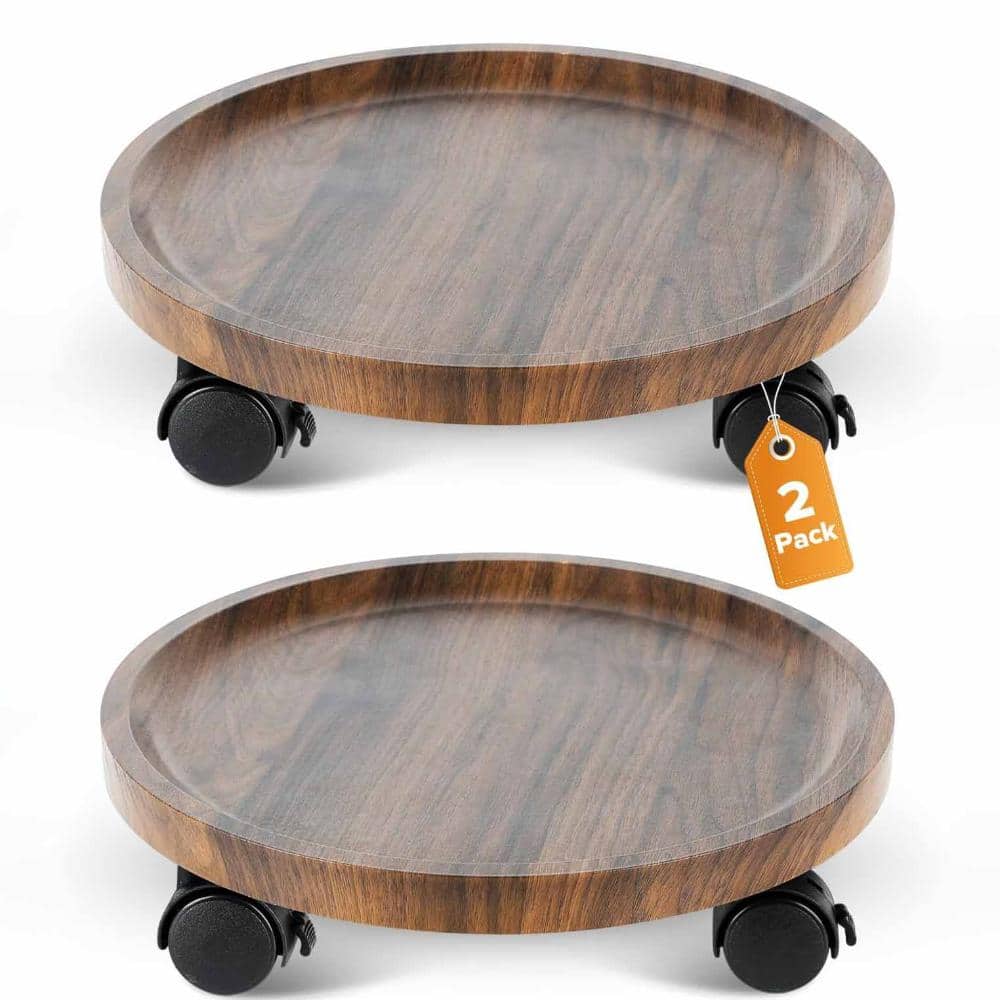 2 Pack 12 Inch Wooden Rolling Plant Caddy with 360° Lockable Wheels price history on PriceWatchPro