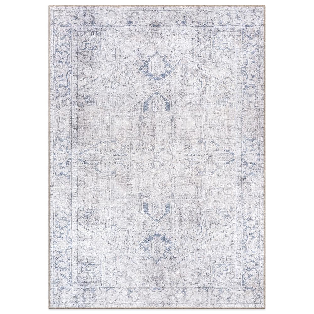 Amber Blue 10 ft. x 14 ft. Vintage Boho Medallion Machine Washable Non Slip Area Rug price history on PriceWatchPro