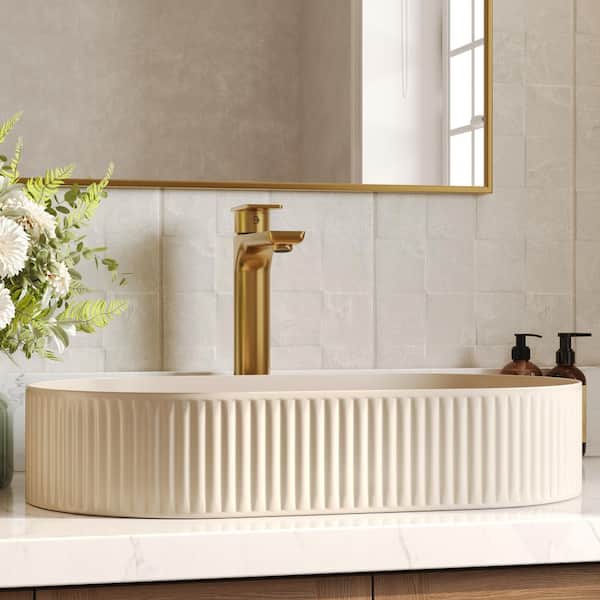 12 in. Faucet Height 1-Handle Single Hole Bathroom Vessel Sink Faucet in Brushed Gold with Pop-Up Drain (2-Pack)