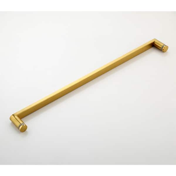 56-60.75 in. W x 76 in. H Double Sliding Frameless Soft Close Shower Door in Brushed Gold with 3/8 in. Clear Glass