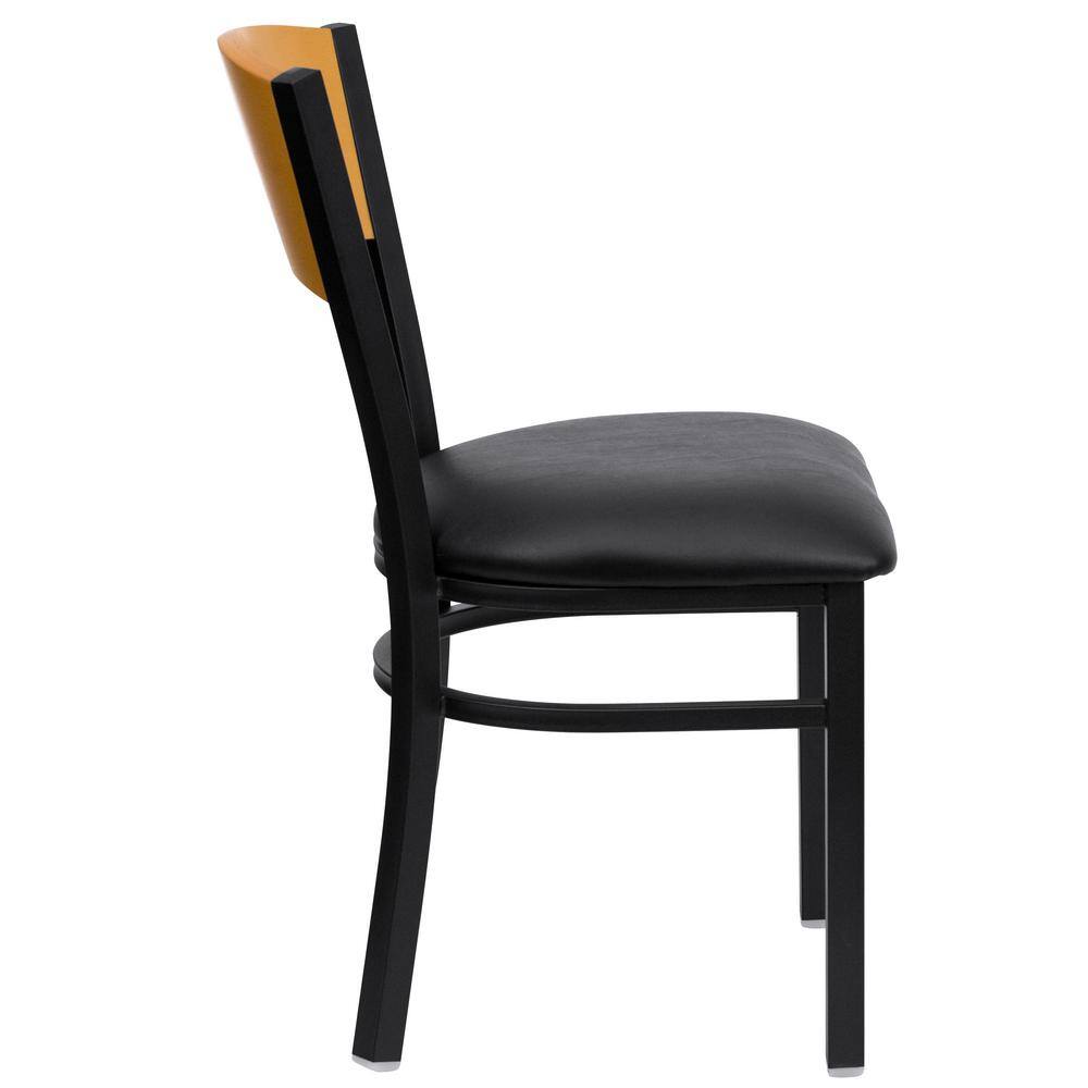 Black Circle Back Steel Frame Side Chair with Vinyl Seat