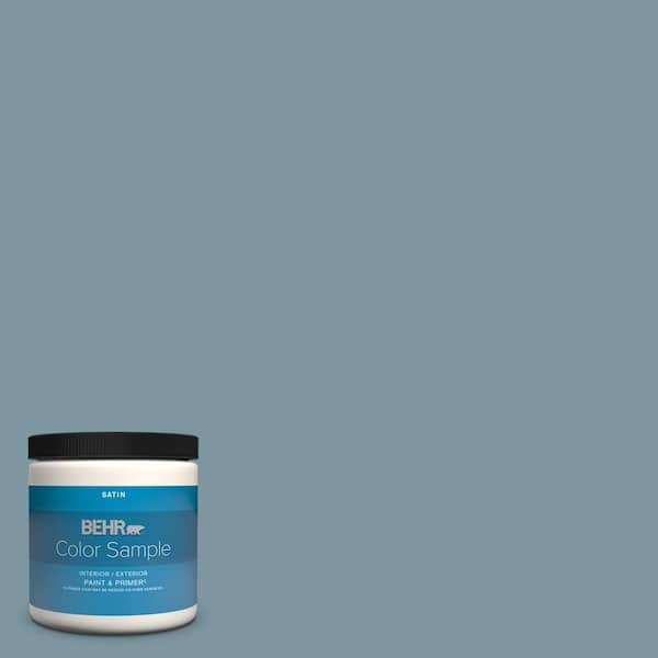 BEHR PREMIUM PLUS 8 oz. #530F-5 Waterscape Satin Enamel Interior/Exterior Paint & Primer Color Sample