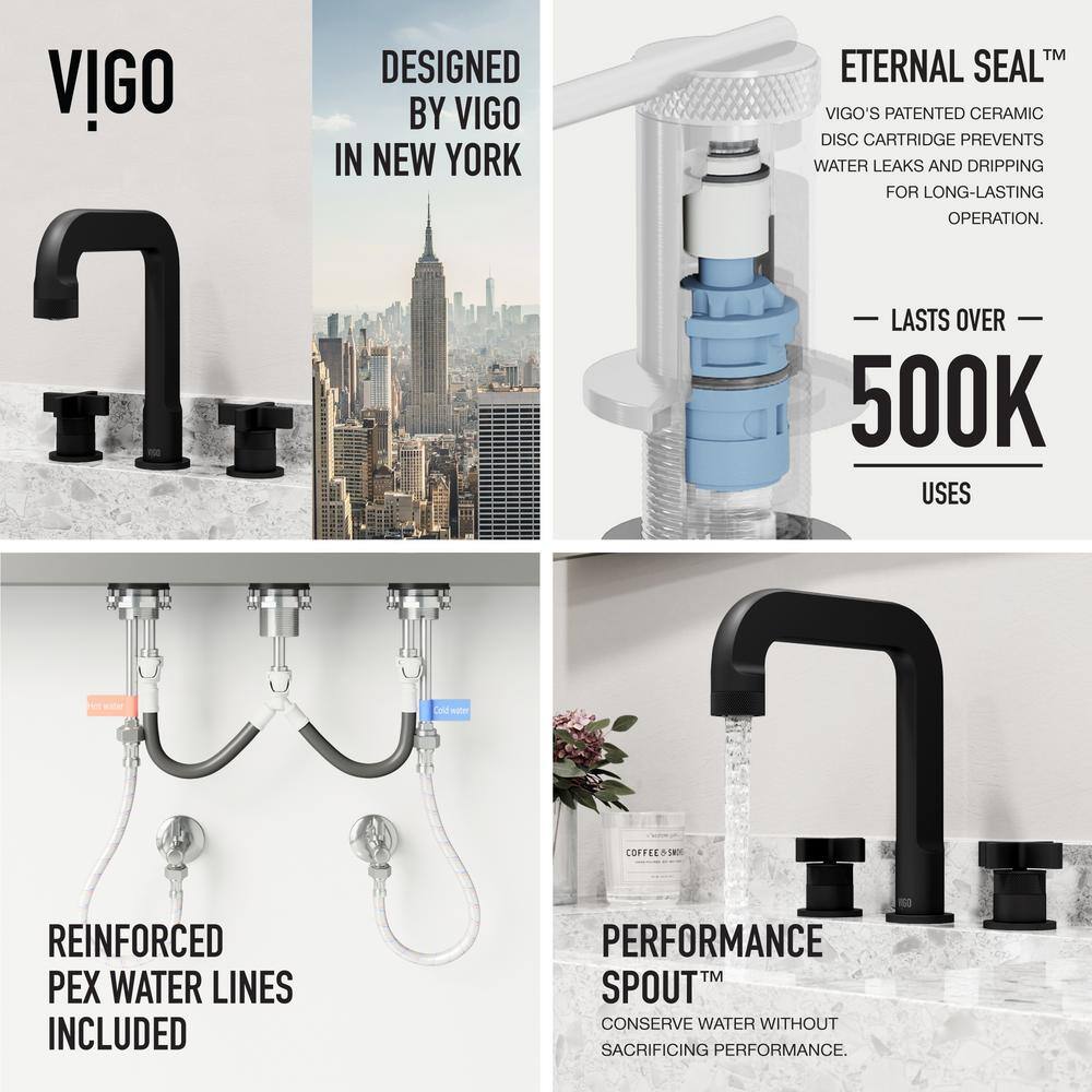 Wythe Matte Black Brass Widespread Bathroom Faucet with Cross Handles