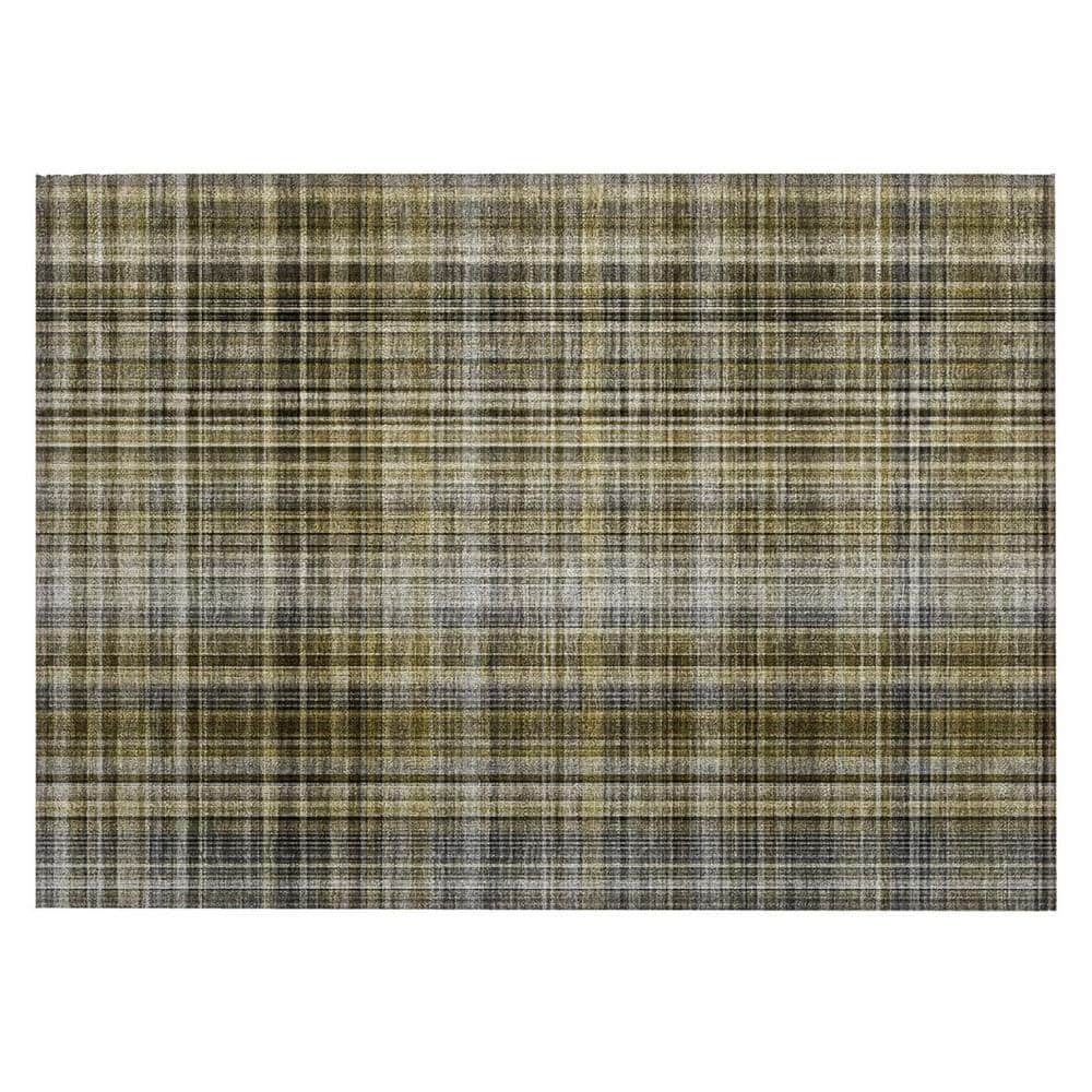 Taupe 2 ft. x 3 ft. Woven Plaid Rectangle Indoor/Outdoor Area Rug price history on PriceWatchPro