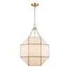 Monteaux Lighting Ellis 18.5 in. 3-Light Gold Pendant Light Fixture with Satin White Glass Panels HPI-10714